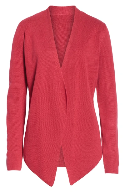 Shop Eileen Fisher Angled Tencel Lyocell & Silk Cardigan In Radish