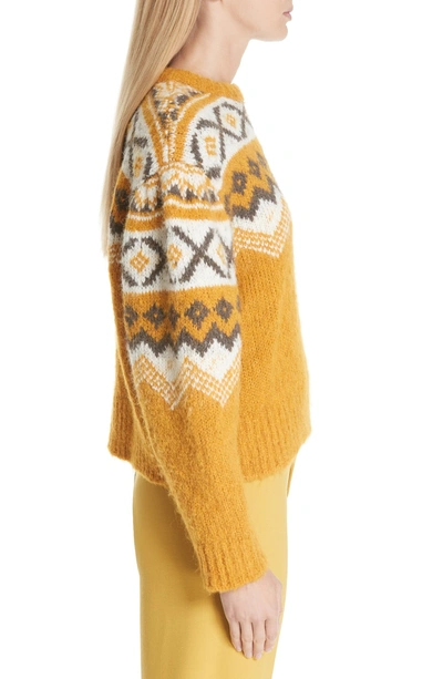 Shop Sea Fair Isle Shirred Sleeve Sweater In Yellow