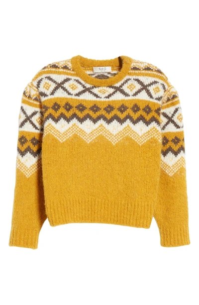 Shop Sea Fair Isle Shirred Sleeve Sweater In Yellow