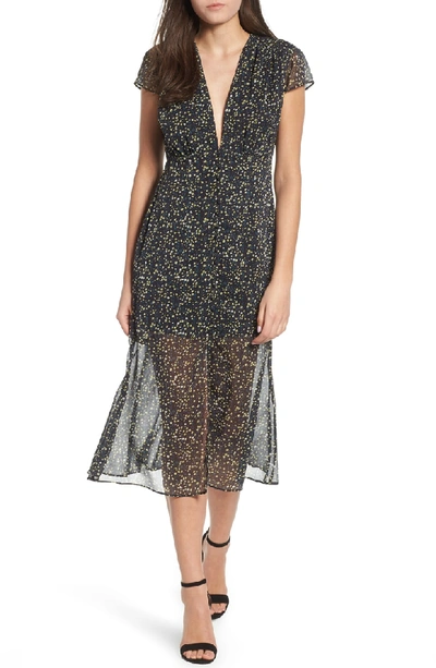 Shop The East Order Deborah Midi Dress In Black Popcorn Floral