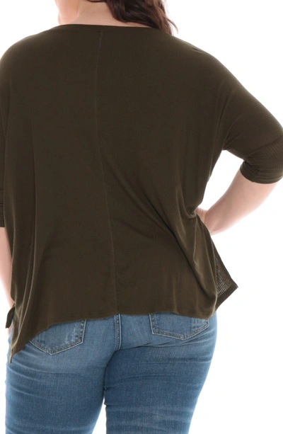 Slink Jeans Ribbed V-neck Top In Dark Olive