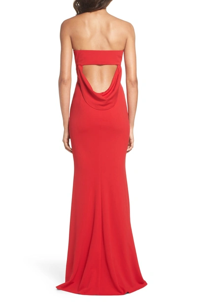 Shop Katie May Mary Kate Strapless Cutout Back Gown In Red