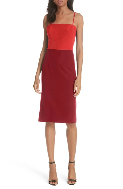 Shop Milly Italian Cady Pencil Dress In Ruby/ Burgundy