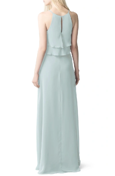 Shop Jenny Yoo Charlie Ruffle Chiffon Gown In Morning Mist