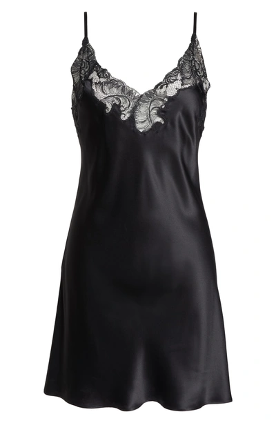 Shop Natori Feather Lace Trim Chemise In Black