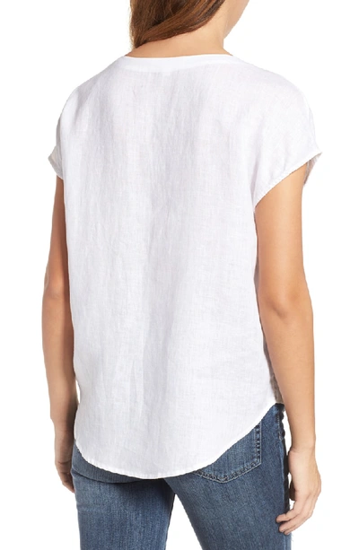 Shop Two By Vince Camuto Linen V-neck Blouse In Ultra White