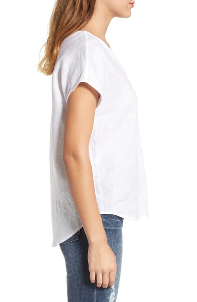 Shop Two By Vince Camuto Linen V-neck Blouse In Ultra White