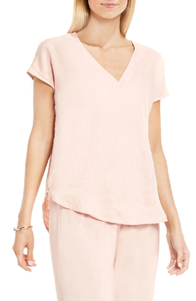 Shop Two By Vince Camuto Linen V-neck Blouse In Blush Pink