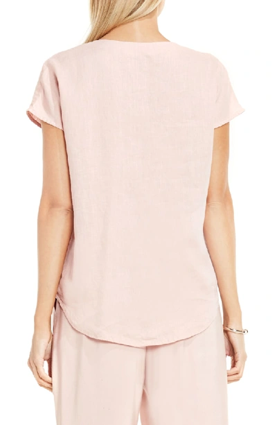 Shop Two By Vince Camuto Linen V-neck Blouse In Blush Pink