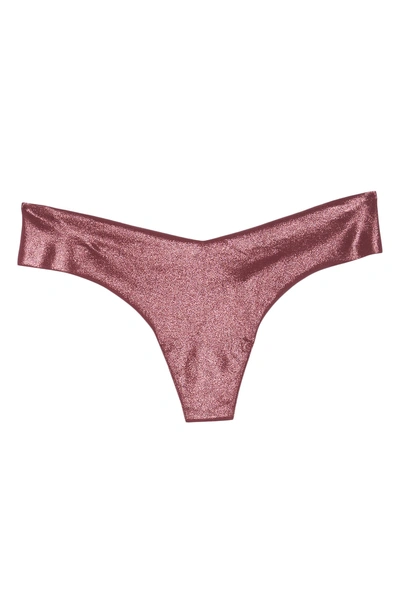 Shop Commando Print Microfiber Thong In Purple Shimmer