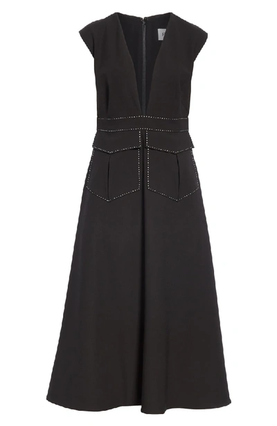 Shop Partow V-neck Matte Crepe Dress In Black