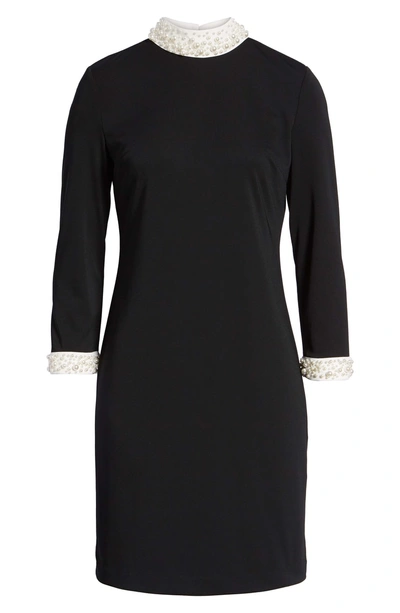 Shop Karl Lagerfeld Faux Pearl Detail Dress In Black