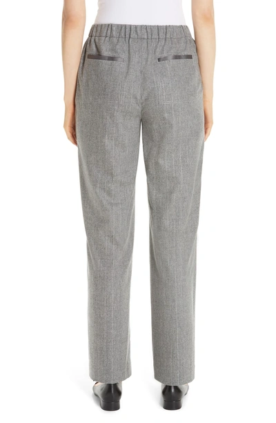 Shop Lafayette 148 Fulton Stretch Flannel Wool & Cashmere Pants In Nickel Melange