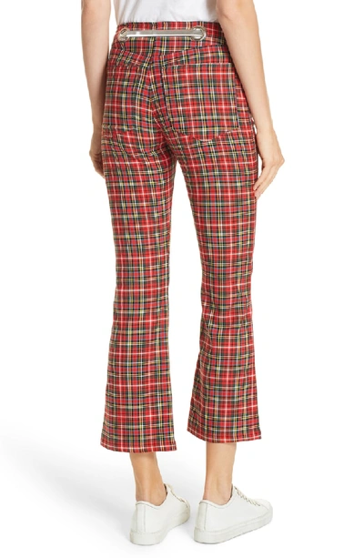 Shop Miaou Morgan Tartan Crop Flare Pants In Red Plaid