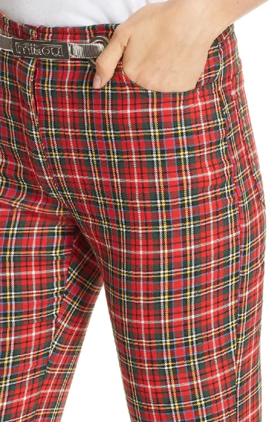 Shop Miaou Morgan Tartan Crop Flare Pants In Red Plaid