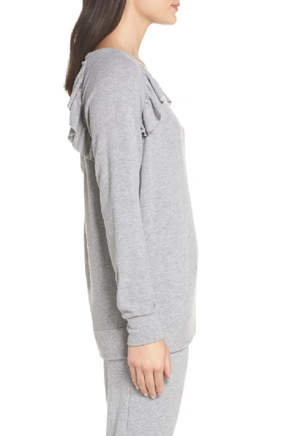 Shop Chaser Love Ruffle Knit Pullover In Heather Grey