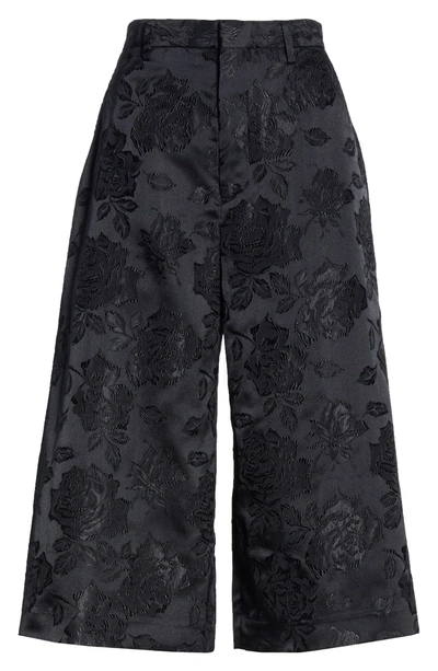 Shop Noir Kei Ninomiya Floral Jacquard Culottes In Black