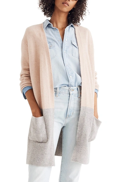 Madewell Kent Colorblock Cardigan Sweater In Heather Beige ModeSens