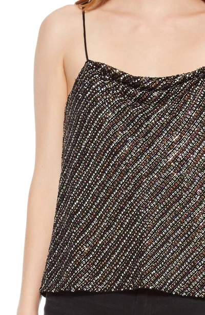 Shop Parker Cowl Neck Beaded Camisole In Black Multi