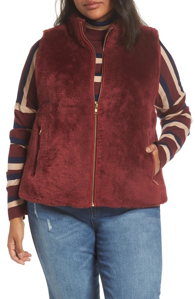 Shop Jcrew Factory Plush Fleece Excursion Vest In Crimson Maple