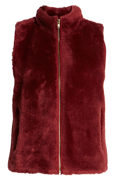 Shop Jcrew Factory Plush Fleece Excursion Vest In Crimson Maple