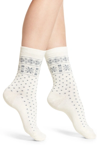 Shop Ralph Lauren Snowflake Border Boot Socks In Ivory