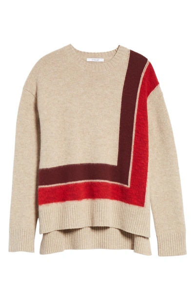 Shop Derek Lam 10 Crosby Crewneck Blanket Sweater In Red Multi