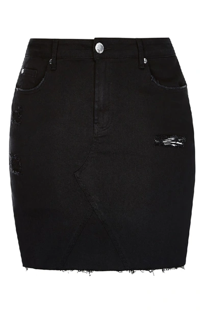 Shop City Chic Shredded Denim Skirt In Black