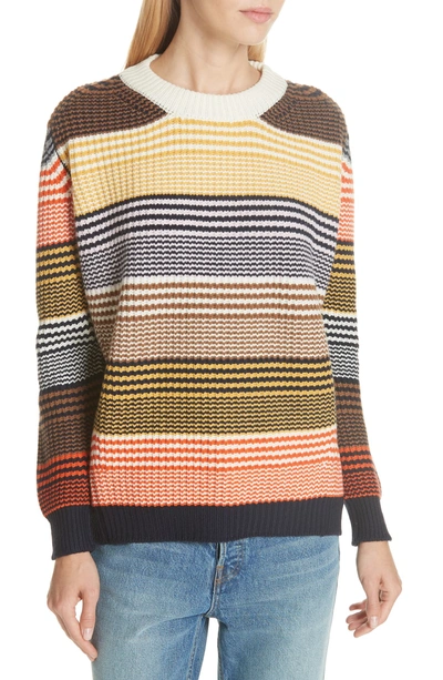 Shop Daughter Inver Stripe Ribbed Wool & Cashmere Sweater In Multi Stripe
