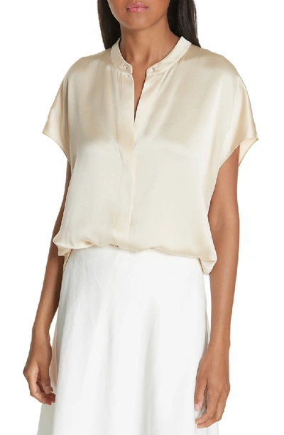 Shop Vince Silk Blouse In Sandalwood