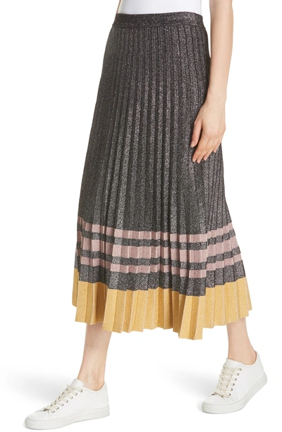 Shop Derek Lam 10 Crosby Pleated Midi Skirt In Black Multi