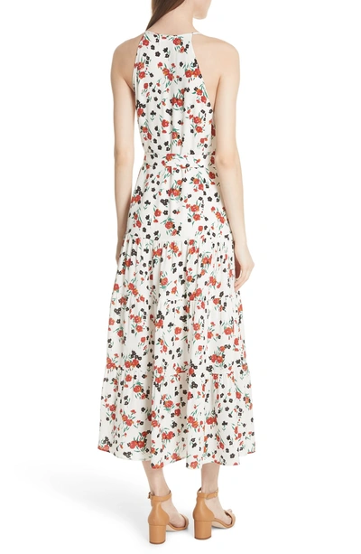 Shop A.l.c Richards Floral Print Silk Dress In Eggshell/ Pink/ Green