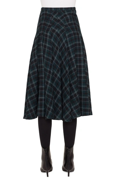Shop Akris Punto Brit Check Midi Skirt In Ivy