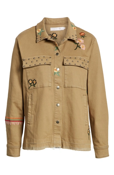 Shop Billy T Embroidery Stud Detail Cotton Twill Jacket In Army