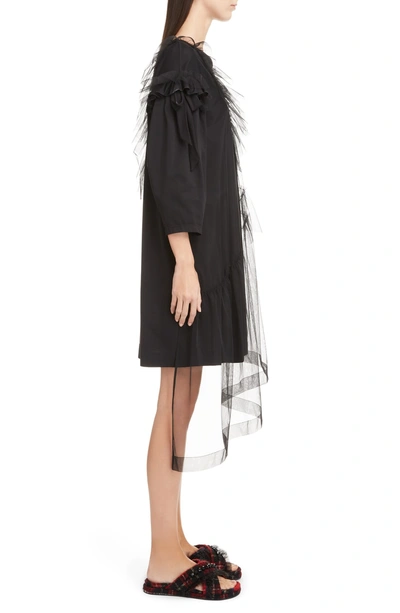 Shop Simone Rocha Tulle Ruffle Shift Dress In Black