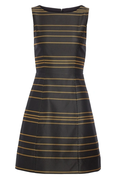 Shop Alice And Olivia Lindsey Structured A-line Dress In Black / Yellow