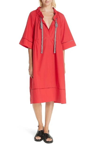 Shop Lee Mathews Miller Cotton Poplin Dress In Raspberry