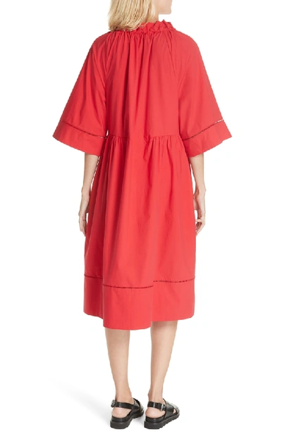 Shop Lee Mathews Miller Cotton Poplin Dress In Raspberry