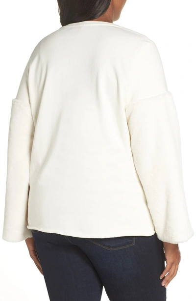 Shop Vince Camuto Faux Fur Sleeve Sweatshirt In Antique White