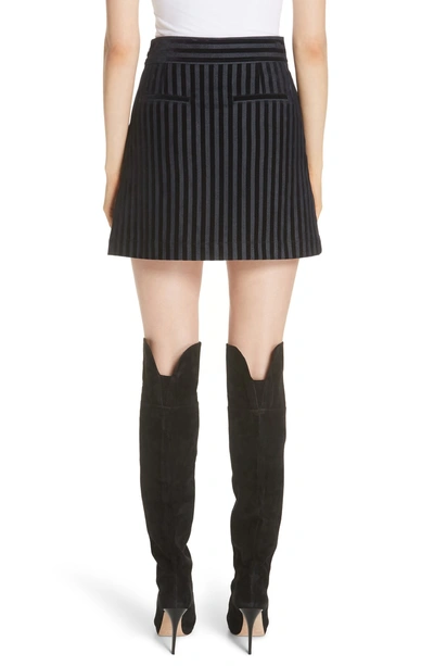 Shop Derek Lam 10 Crosby Stripe Cotton Blend Miniskirt In Dark Indigo
