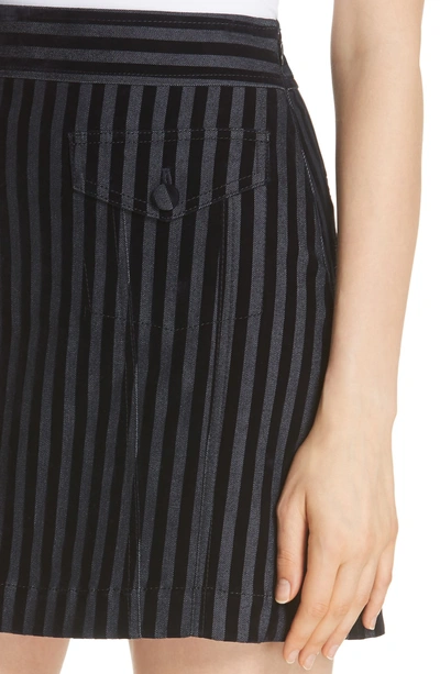 Shop Derek Lam 10 Crosby Stripe Cotton Blend Miniskirt In Dark Indigo