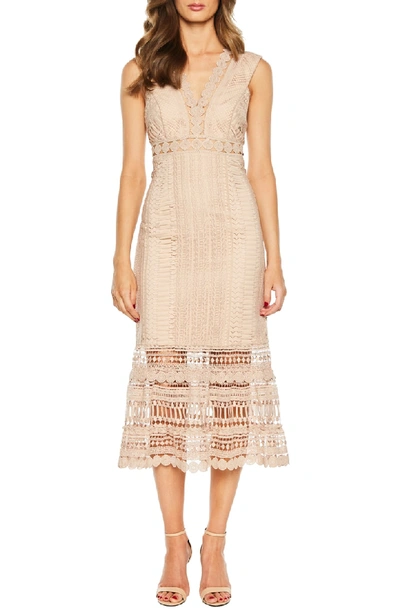 Shop Bardot Petra Lace Tea Length Dress In Pebble