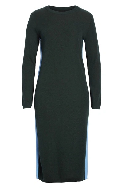 Shop Tory Sport Double Stripe Cashmere Blend Sweater Dress In Conifer