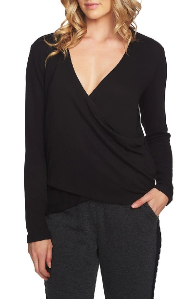 Shop 1.state Wrap Front Knit Top In Rich Black