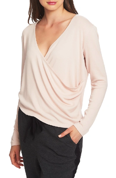 Shop 1.state Wrap Front Knit Top In Peach Heather