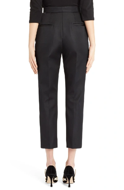 Shop Dolce & Gabbana Pleated Silk Blend Skinny Pants In Black