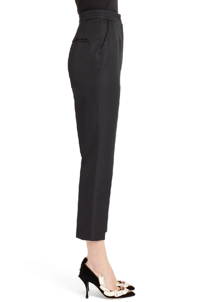 Shop Dolce & Gabbana Pleated Silk Blend Skinny Pants In Black