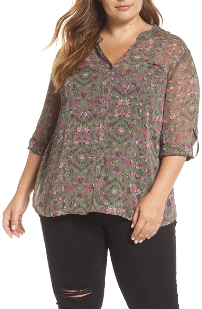 Shop Kut From The Kloth Floral Print Blouse In Olive