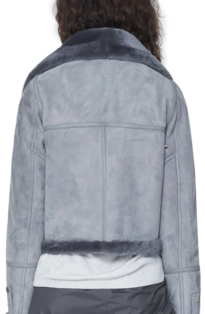 Shop The Arrivals Moya Mini Leather & Genuine Shearling Jacket In Gray