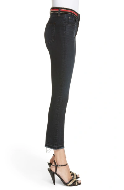 Shop Veronica Beard Carolyn Stripe Waist Crop Flare Jeans In Dark Slate
